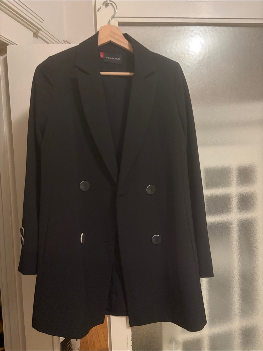 Women's Black Double-Breasted Blazer Jacket